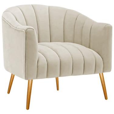 Imagem de Poltrona Decorativa Sala De Estar Recepção Senna Bouclé - Doce Sonho Móveis Cor Bege