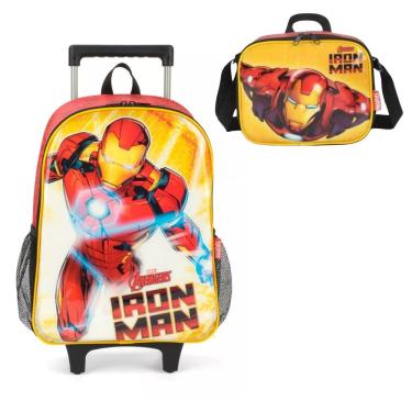 Imagem de Kit Mochila Rodinhas Homem De Ferro Lancheira Iron Man Escolar Luxcel
