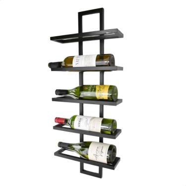Imagem de Adega Vertical Para 5 Garrafas De Vinho Estilo Industrial