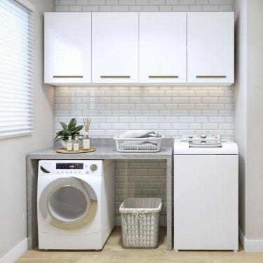 Imagem de Lavanderia Modulada Guarapari 2 Armários Aéreos Kaiki Móveis Branco
