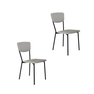 Imagem de Cadeira Fixa Estofada Vintage Retrô Com 2 Unidades Off White-preto