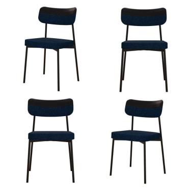 Imagem de Kit Com 4 Cadeiras Para Sala De Jantar Mona Yescasa Azul Corriente-preto