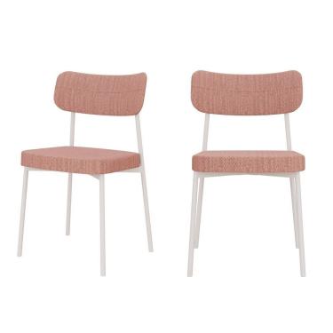 Imagem de Kit Com 2 Cadeiras Para Sala De Jantar Mona Yescasa Rosa Linked-branco