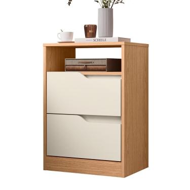 Imagem de Mesa De Cabeceira Sole 2 Gavetas Flex Off White-freijó - Móveis Albatroz Off White-freijó