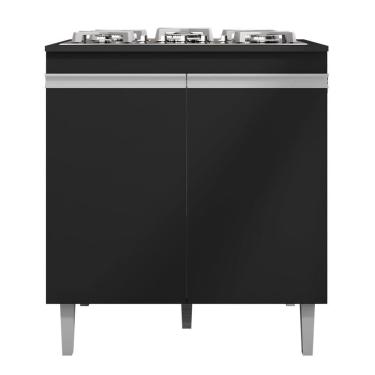 Imagem de Balcão Cooktop Andréia 79cm Com 2 Portas Preto Fosco - Ajl Móveis Preto Fosco
