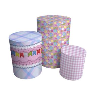 Imagem de Trio Capas Para Cilindro Versátil Festa Junina Menina Bandeiras  C/ El