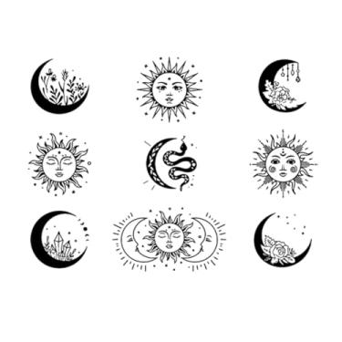 Imagem de INKARTLINK Tattoo Tech, 2 Folhas De Tatuagem Semipermanente Média, Tatuagens Temporárias, Duram 1 A Semanas, À Prova D'Água, Aparência Realista, Sem Adesivo, Reflexo (Desenho Sol E Lua)