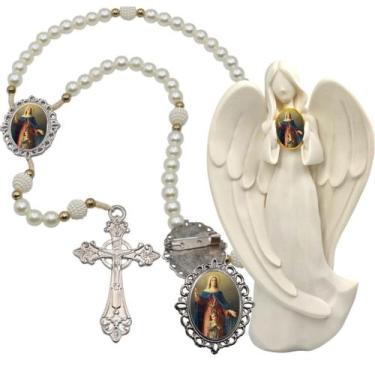 Imagem de Imagem Estatua Santa Ana Com Terço de Luxo e Broche Resinado Decoração