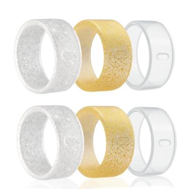 Imagem de Pacote com 6 capas de anel inteligente de silicone com glitter compatível com Oura Ring Gen 4/3, carregamento Surport com capa, protetor elástico transparente antiarranhões para homens e mulheres
