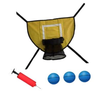 Imagem de UGPLM Acessório para cesta de basquete de trampolim, gol de basquete universal com 3 mini bolas e 1 bomba para a maioria dos trampolins adultos, Bola Azul