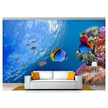 Imagem de Papel De Parede Vida Marinha Peixes Corais 3D Fm94 - Você Decora