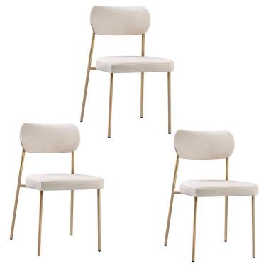 Imagem de Cadeiras para Sala de Jantar 3 Unidades Lavínia Marrom / Champanhe