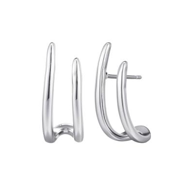 Imagem de Met-edianger Brincos femininos de ouro incomuns, minimalistas, curvos, brincos de orelha modernos, Latão, Sem pedra preciosa