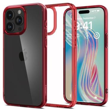 Imagem de Capa Spigen para iPhone 15 Pro, ultra híbrida [anti-amarelecimento] projetada para Apple iPhone 15 Pro - vermelho escuro