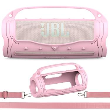 Imagem de Capa de silicone para JBL Flip 7 Acessórios de alto-falante Bluetooth portátil, capa protetora para alto-falante Flip 7 com alça de silicone e alça de ombro (rosa)