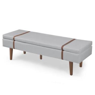 Imagem de Recamier Calçadeira Queen 160 Erastos - Due Decor, Linho Cinza Claro