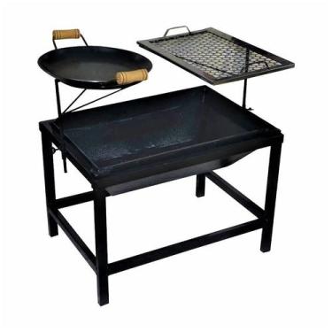 Imagem de Churrasqueira Lareira Quadrada Portátil Picanheira e Grelha - Ouro Min