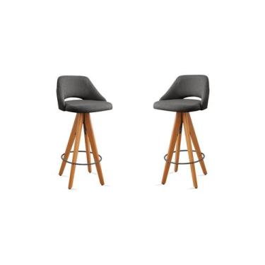 Imagem de Kit 2 Banquetas Giratórias Estofadas com Encosto Nicole - Zurc Decor