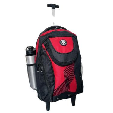 Imagem de Mochila de Rodinhas Escolar Juvenil Facul Reforçada Vermelha - Bezzter