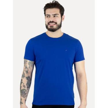 Imagem de Camiseta Ellus Masculina Cotton Slim Easa Mono Azul Royal, S/P