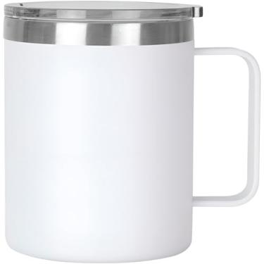Imagem de Caneca Termica 360ml em Aço Inox com Tampa e Alça - Ideal para Café, Cerveja, Bebida Quente e Gelada, Chopp (Branco)