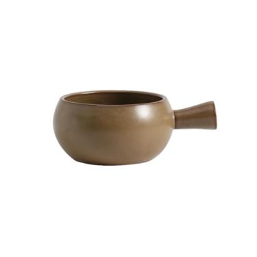 Imagem de Panela de leite de porcelana grossa estilo japonês, aveia doméstica, arroz e tigela de salada - marrom escuro