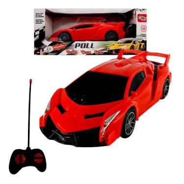 Imagem de Carrinho de Controle Remoto, 20cm, Luzes LED, 27MHz, para Maiores de 4 Anos, Vermelho