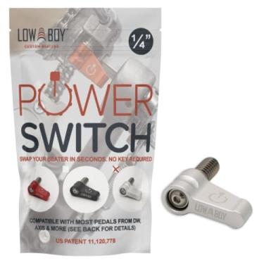 Imagem de Interruptor de energia de 1/10.2 cm da Low Boy - Parafuso de polegar de liberação rápida do batedor de bumbo Serve para pedais DW/Axis/Drumnetics/Volta (prata, 1 pacote)