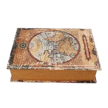 Imagem de AYNEFY Caixa de Livro Decorativa de Grande Capacidade Estilo Vintage para Estudos Em Casa Bar de Couro PU PU, Placa de Densidade