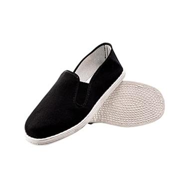 Imagem de Sapatos Masculinos De Lona Chineses Respiráveis ​​e Sem Cadarço Estilo Kung Fu Tai Chi Old Beijing, Sapatos Tradicionais Confortáveis ​​e Antiderrapantes Para Tai Chi, Parkour, Taekwondo(39 EU)