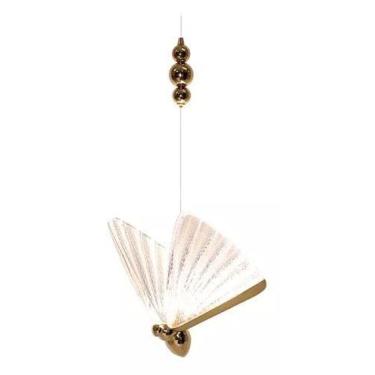 Imagem de Luminária Pendente Led Borboleta Gold Bivolt Moderno 3000k Cor Dourado