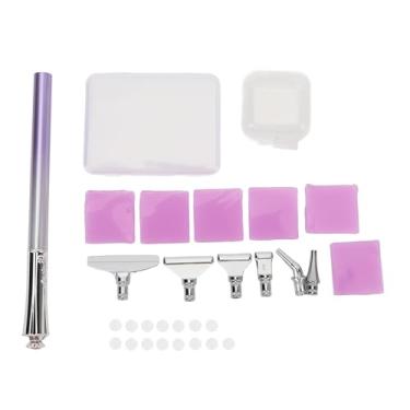 Imagem de Strass Pintura de arte Ponto de caneta Conjunto de 6 dicas de argila de aço inoxidável Design de rosca de parafuso 5D para rungrastões de pintura de arte que faz bordados de unhas (Roxo)