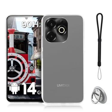 Imagem de NOUKAJU Capa para UMIDIGI G9X, capa protetora de TPU, função de suporte, suporte ajustável, antiqueda, à prova de choque, capa protetora para telefone UMIDIGI G9X (transparente)