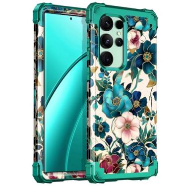 Imagem de Hekodonk Capa para Galaxy S24 Ultra, capa protetora contra quedas de plástico rígido de silicone macio para Samsung Galaxy S24 Ultra, verde