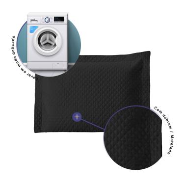 Imagem de Porta Travesseiro Avulso 70cm x 50cm 1 Peça Prime Ultrassônico 100% Poliéster - Preto