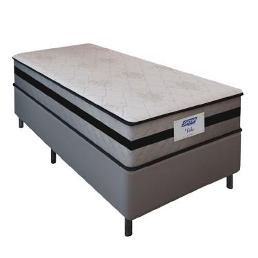 Imagem de Cama Box Solteiro Gazin com Molas Ensacadas Vibe 88x188x60cm Cinza/Preto