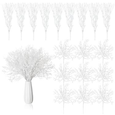 Imagem de Namalu 18 palhetas de árvore de Natal, sprays, enfeite de coral de 38 cm, palitos de ramo azul-petróleo costeiro, enfeite de Natal, enfeites de purpurina, galhos de vidro, férias, casamento, decoração