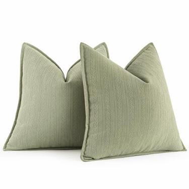 Imagem de MIULEE Pacote com 2 capas de almofada decorativas verde musgo 50 x 50 almofadas macias de chenille para sofá e sala de estar com design elegante para decoração de casa, sofá, quarto, sala de estar