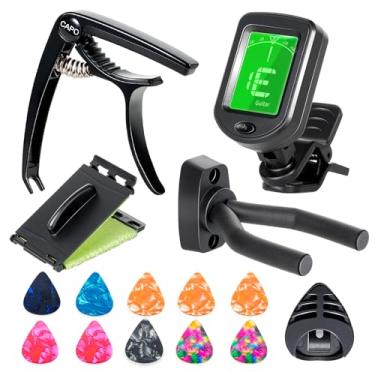 Imagem de WTEETB Kit De Acessórios Para Guitarra - Capotraste, Afinador, Suporte Parede, Palhetas, Limpador Cordas Guitarra, Violino, Baixo, Ukulele