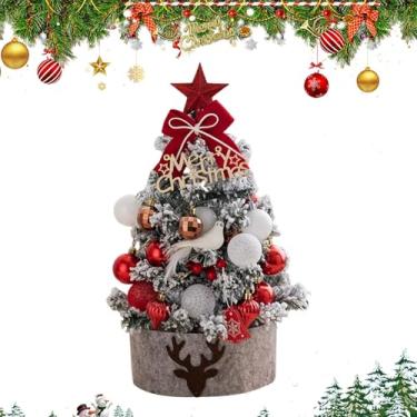 Imagem de Árvore De Natal Pequena - Árvore De Natal Para Decoração De Mesa De 45cm Com Luzes LED - Decorações e Enfeites Festivos Peça Central para Varanda Mesa Lareira Batente Janela Porta