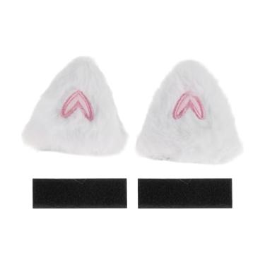 Imagem de A ABSOPRO Acessórios de capacete de motocicleta decoração coração orelhas de gato para motocicleta capacetes de esqui bicicleta adesivos de pelúcia branco 1 conjunto