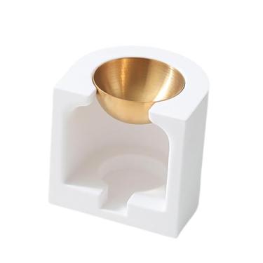 Imagem de IEUDNS Queimador de óleo essencial de cerâmica, queimador de cera perfumada, castiçal, difusor de óleo de porcelana, difusor de fragrâncias para banheiro e, Ouro