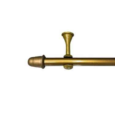 Imagem de Kit Varão de cortina Simples de Aço 2,40 metros 19mm, Bastão Varal de cortina Ferro(Ouro Velho)