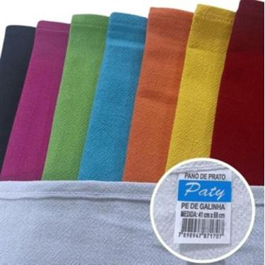 Imagem de 10 panos de copa prato pé de galinha colorido - LMT, PRETO