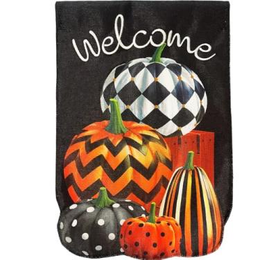 Imagem de Briarwood Lane Bandeira de outono 102 x 71 cm para exterior padronizada abóbora pilha estopa para outono bandeira de casa