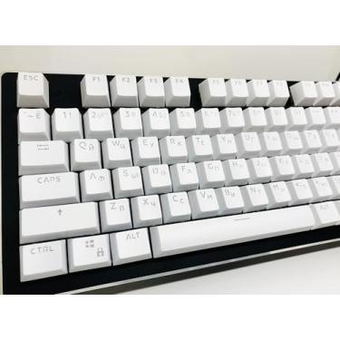 Imagem de IYTYIR 132 teclas russas retroiluminadas com perfil OEM teclado gamer oficial faça você mesmo para teclado mecânico MX conjunto de teclas removíveis para teclado mecânico 61 87 104 tamanho completo