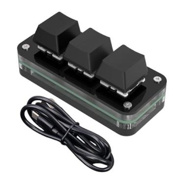Imagem de FVDPWYE Mini Teclado de 3 Teclas, Teclado para Jogos, Escritório com Cabo de Dados, Teclado Mecânico Portátil Profissional para Jogos, Conjunto Necessário Preto