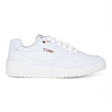 Imagem de Tenis Coca Cola Feminino Branco Hope Town Couro Casual Macio, Branco, 