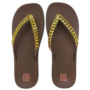 Imagem de Chinelo De Dedo Feminino Moderno Flexível Zaxy Hype, Marrom, Cafe, 36