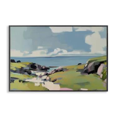 Imagem de Stupell Industries Design de arte giclée emoldurado preto Green Bay Breeze por Elara Yasna, 40,6 x 61 cm